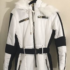 White and Black snow suit